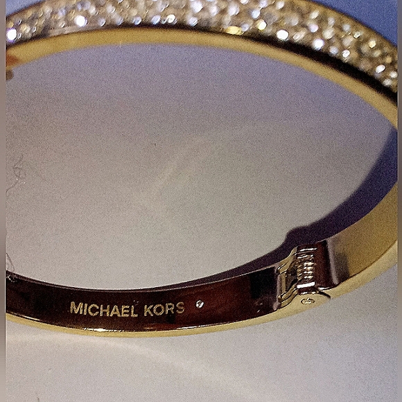 Michael Kors Gold Tone Kaycie Watch MK-3568A w/ CZ Paved Hinged Bangle Bracelet - Picture 6 of 6